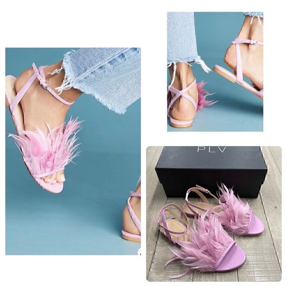 New in Box Pour La Victoire Layla Feathered Sandals - Picture 1 of 5